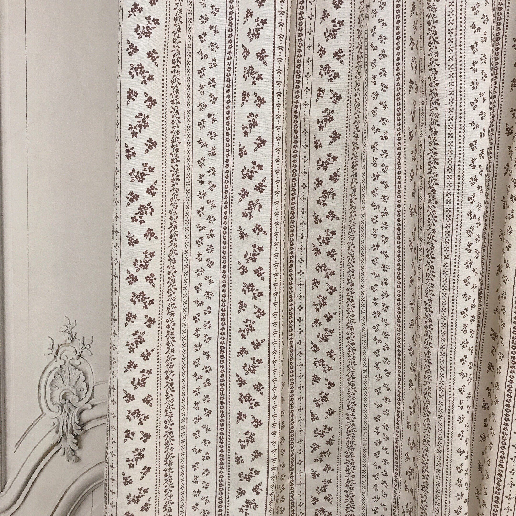Brown Floral Curtain on Natural Beige