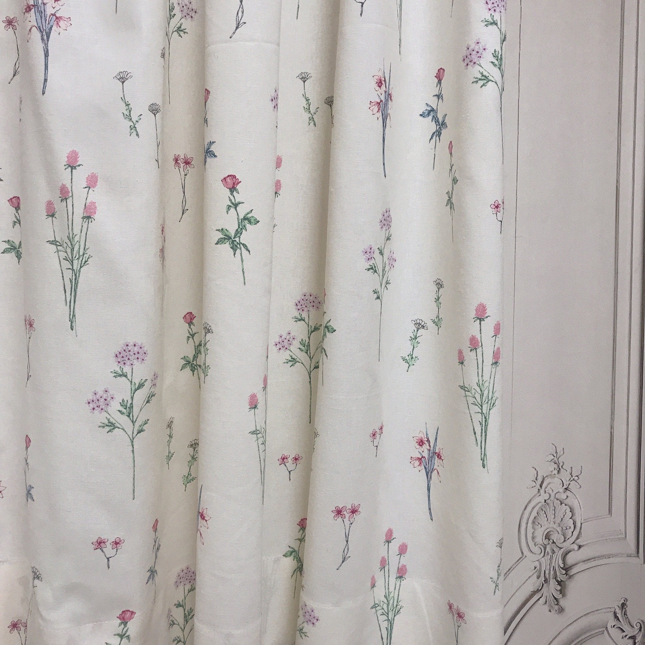 Multicolor Wild Floral Curtain on Ivory
