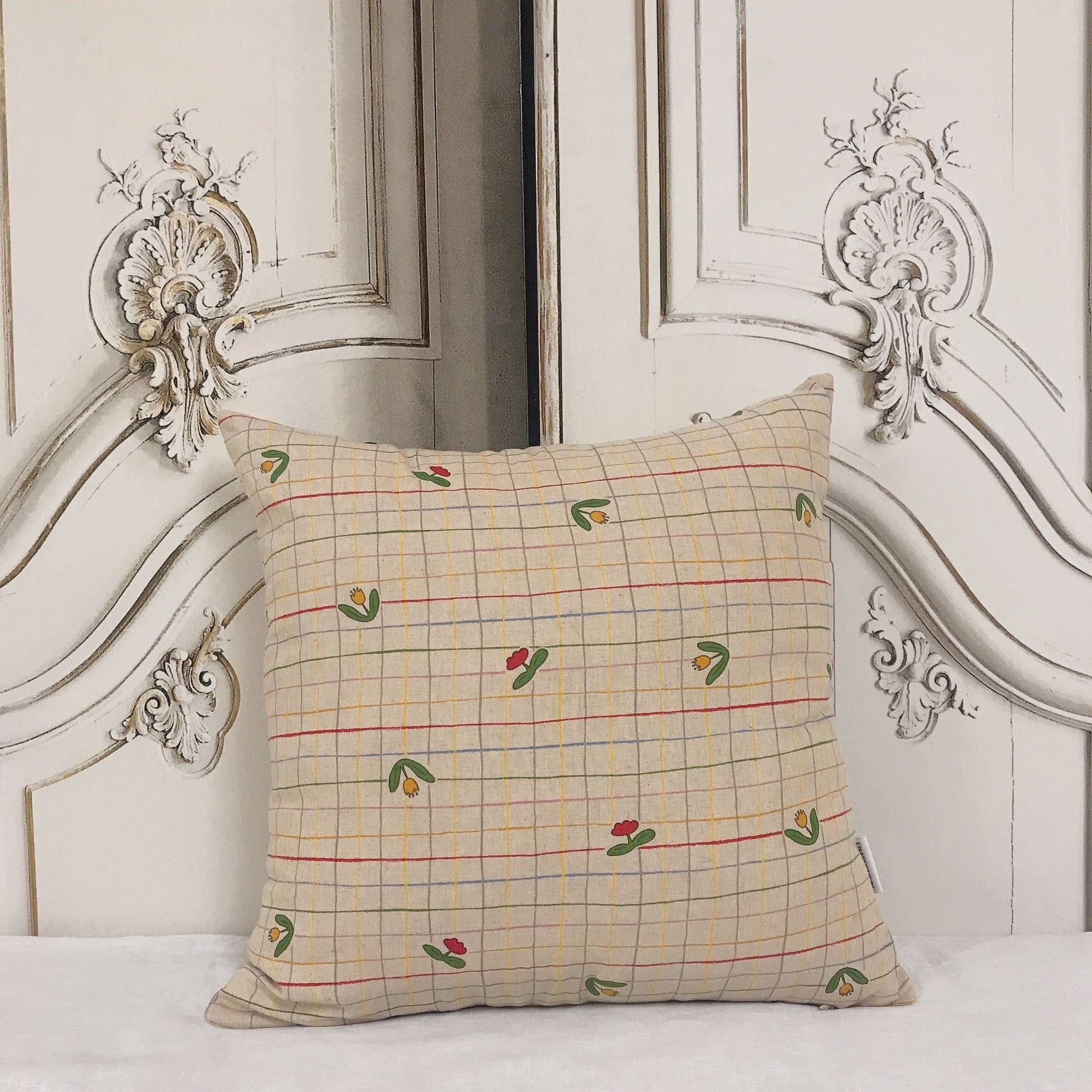Tulip Stripe Cushion Cover on Natural Beige