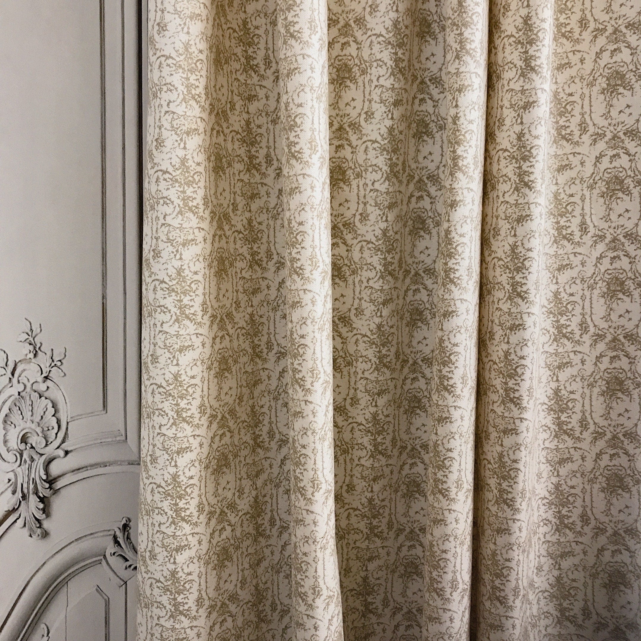Camel Brown Wildflowers Curtain on Natural Beige