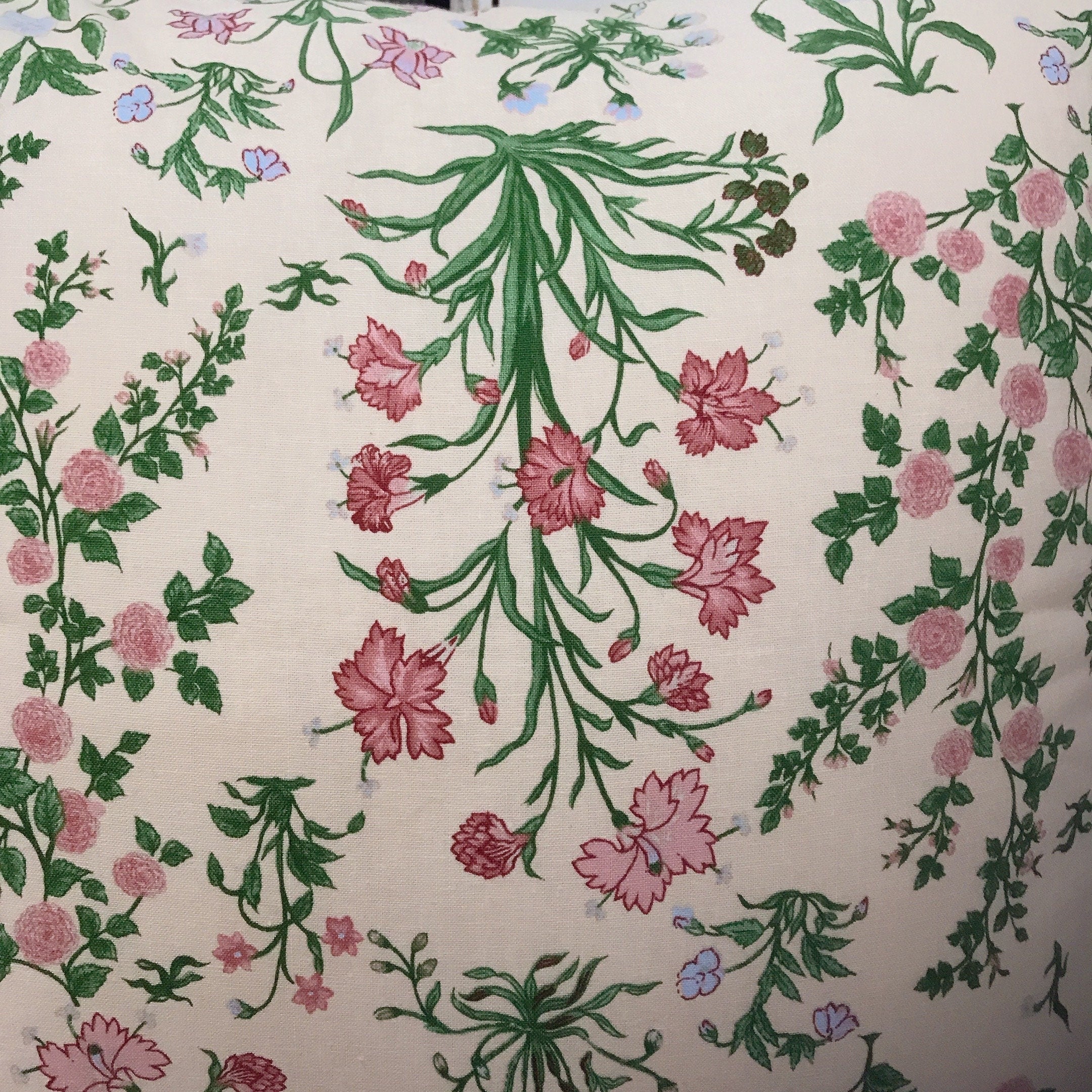 Pink Pale Mint Floral Cushion Cover on Buttercup Beige