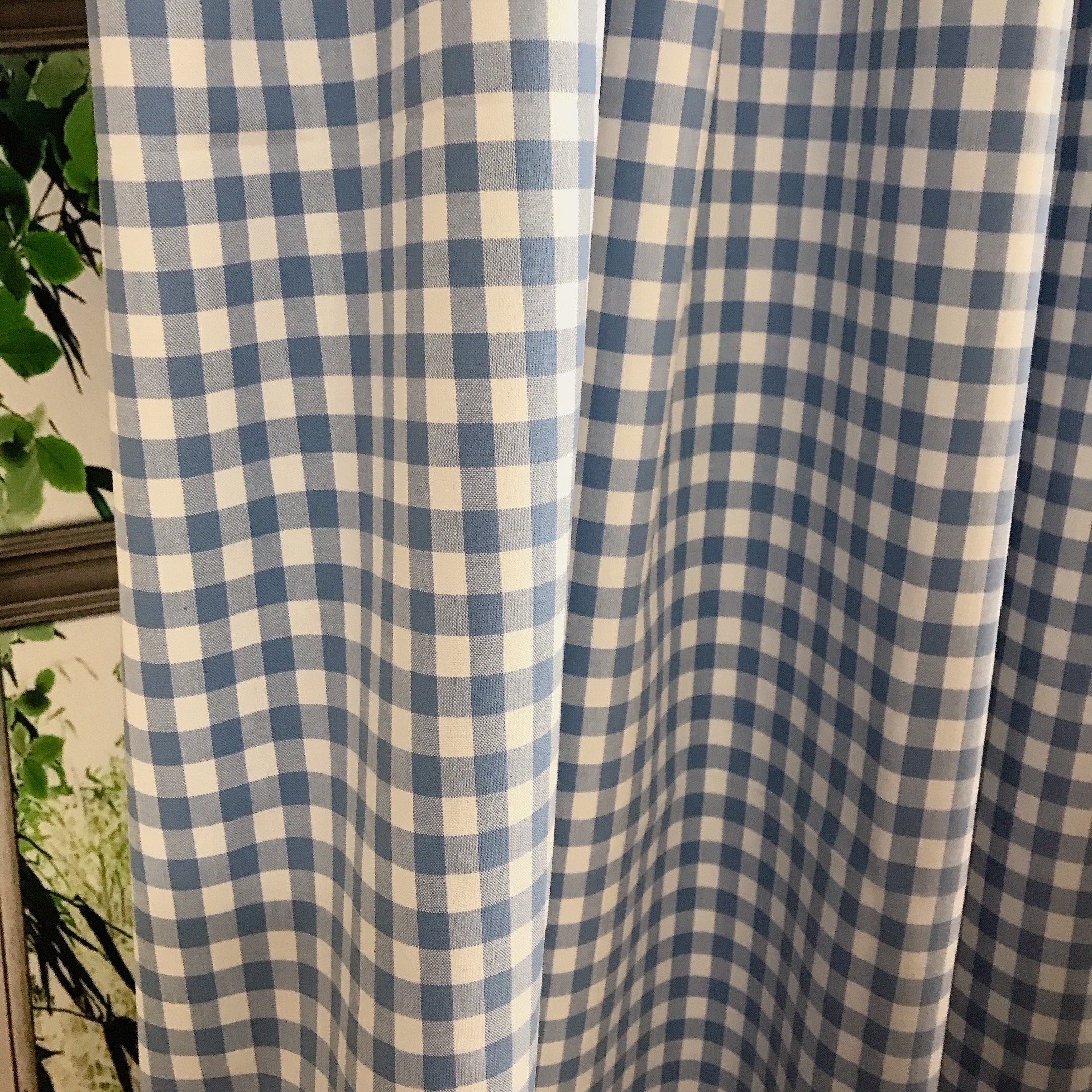 Light Blue and White Mini Gingham Curtain