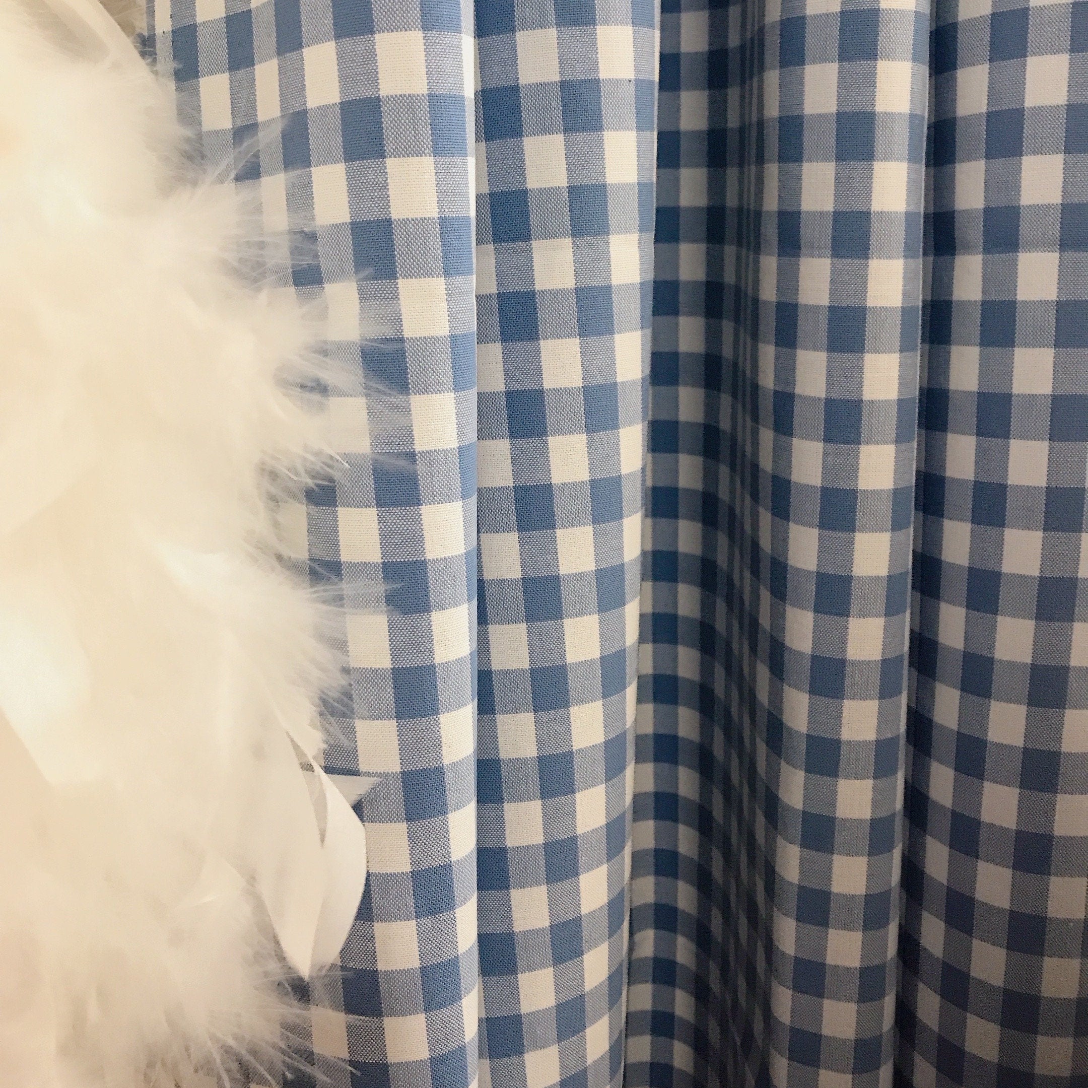 Light Blue and White Mini Gingham Curtain