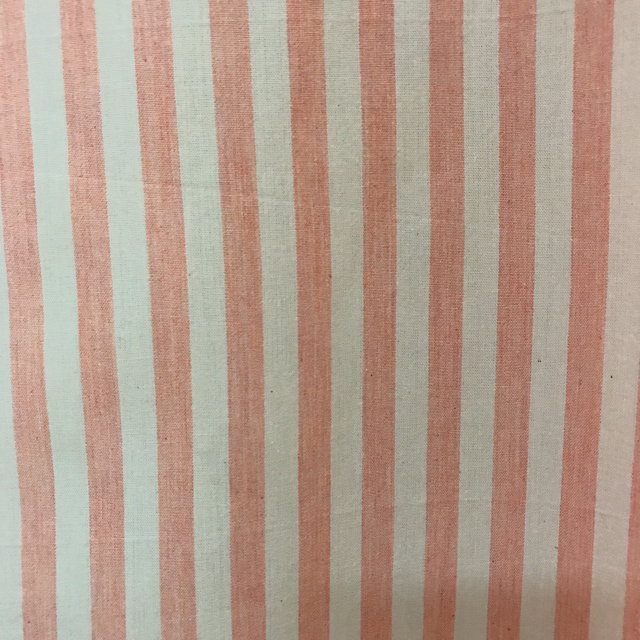 Faded Light Coral Pink Stripe Curtain on Ivory