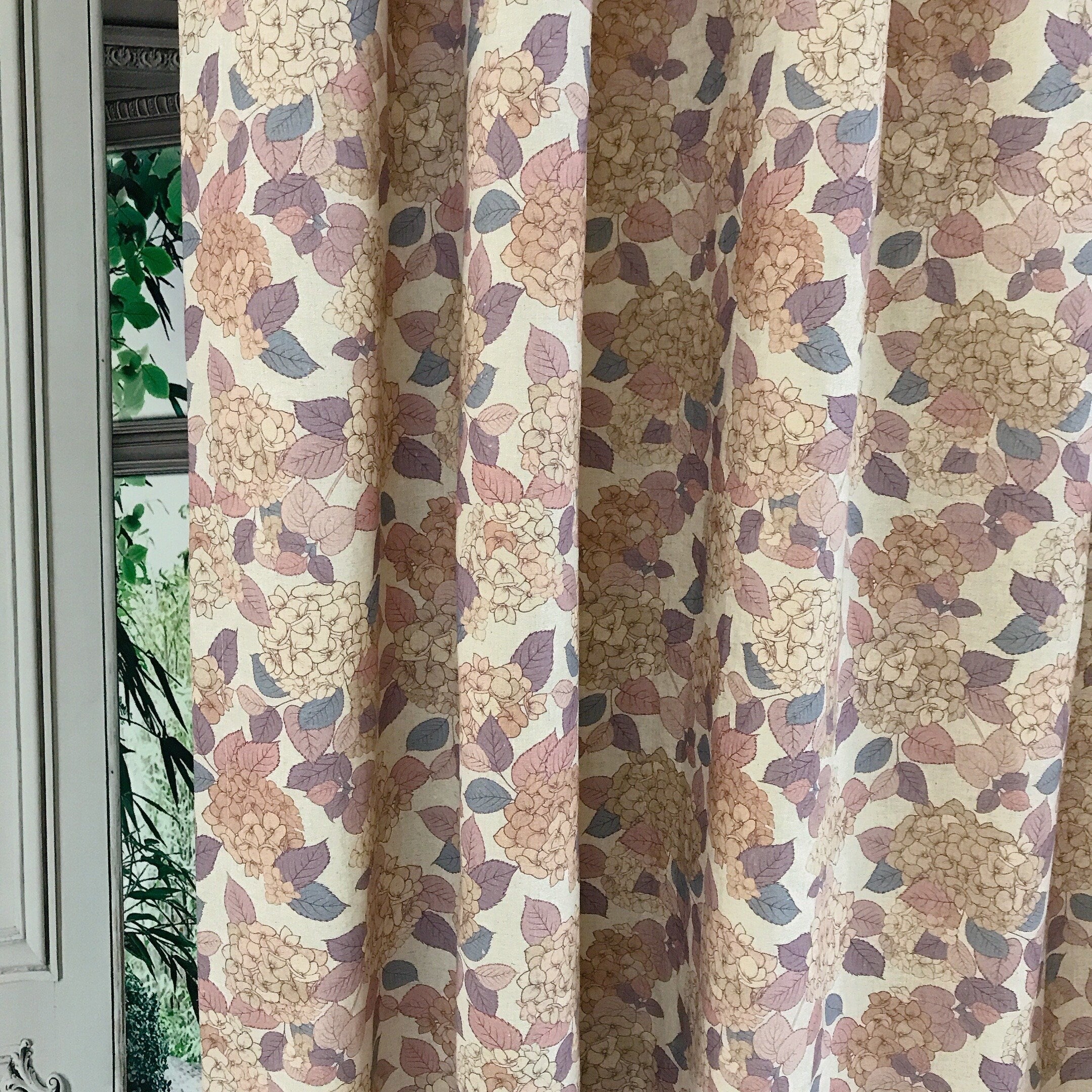 Pinky Beige Hydrangea Curtain on Natural Beige
