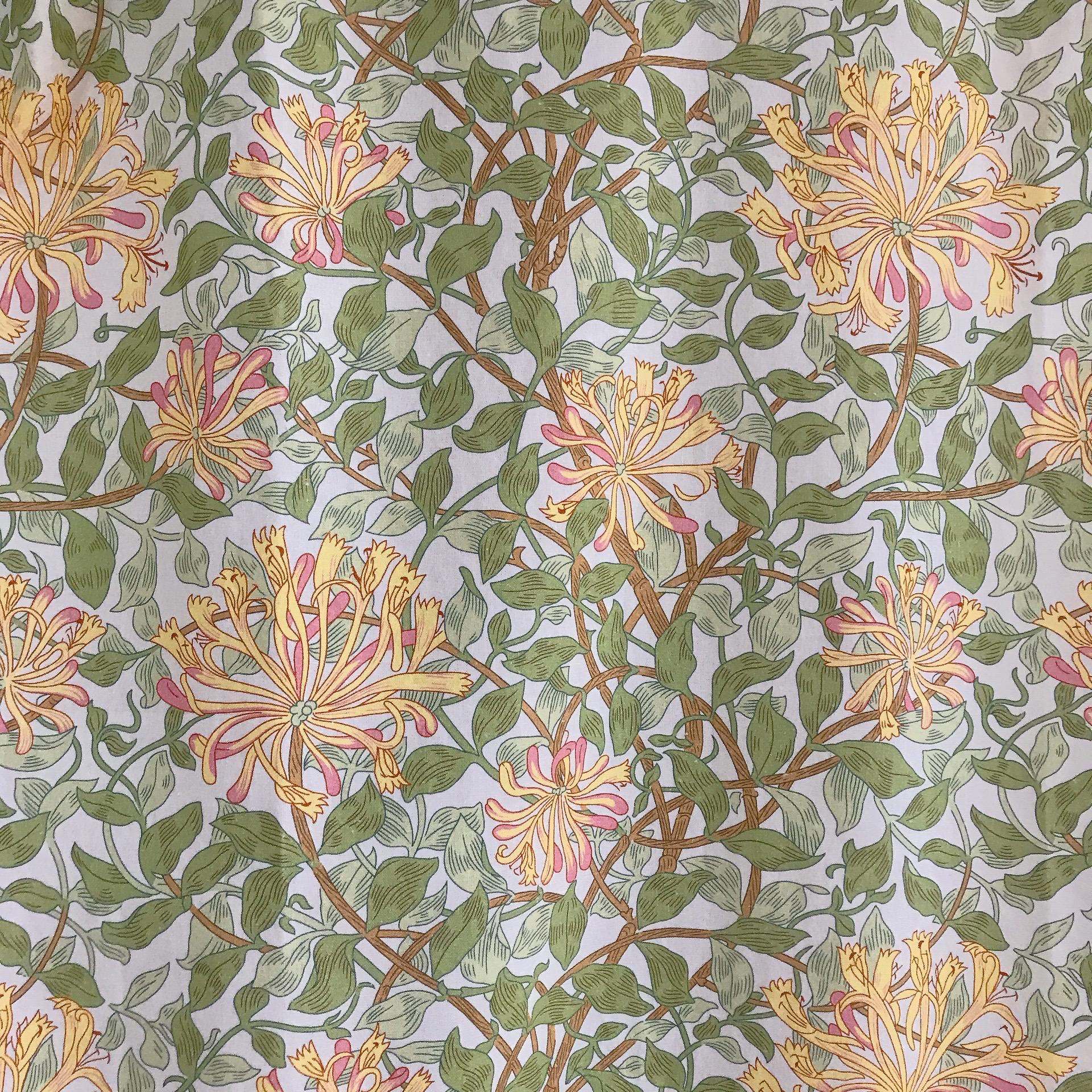 Yellow Sage Green Floral Curtain on White