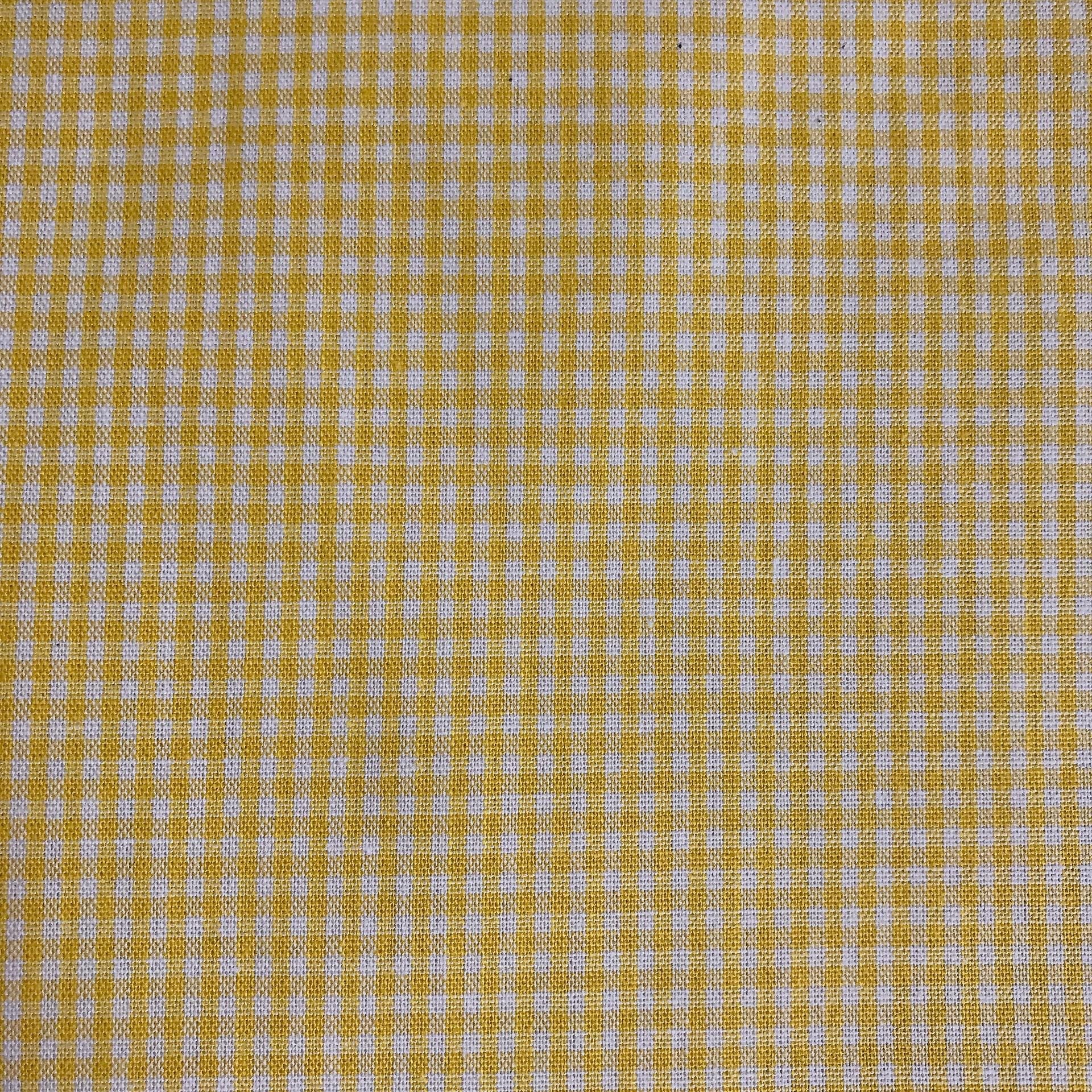 Yellow Mini Gingham Curtain on White