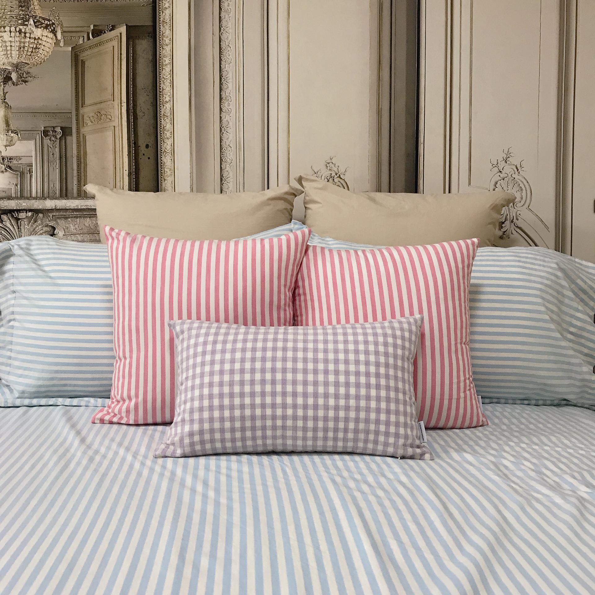 Modern Vintage Faded Light Blue Striped Pattern Washed Cotton Ivory Background Duvet Cover Twin Queen Full King CalKing