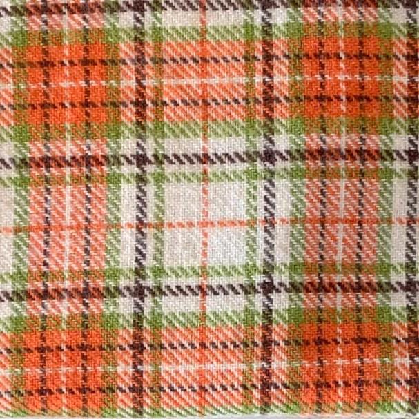 Orange and Olive Tartan Plaid Curtain on Cream