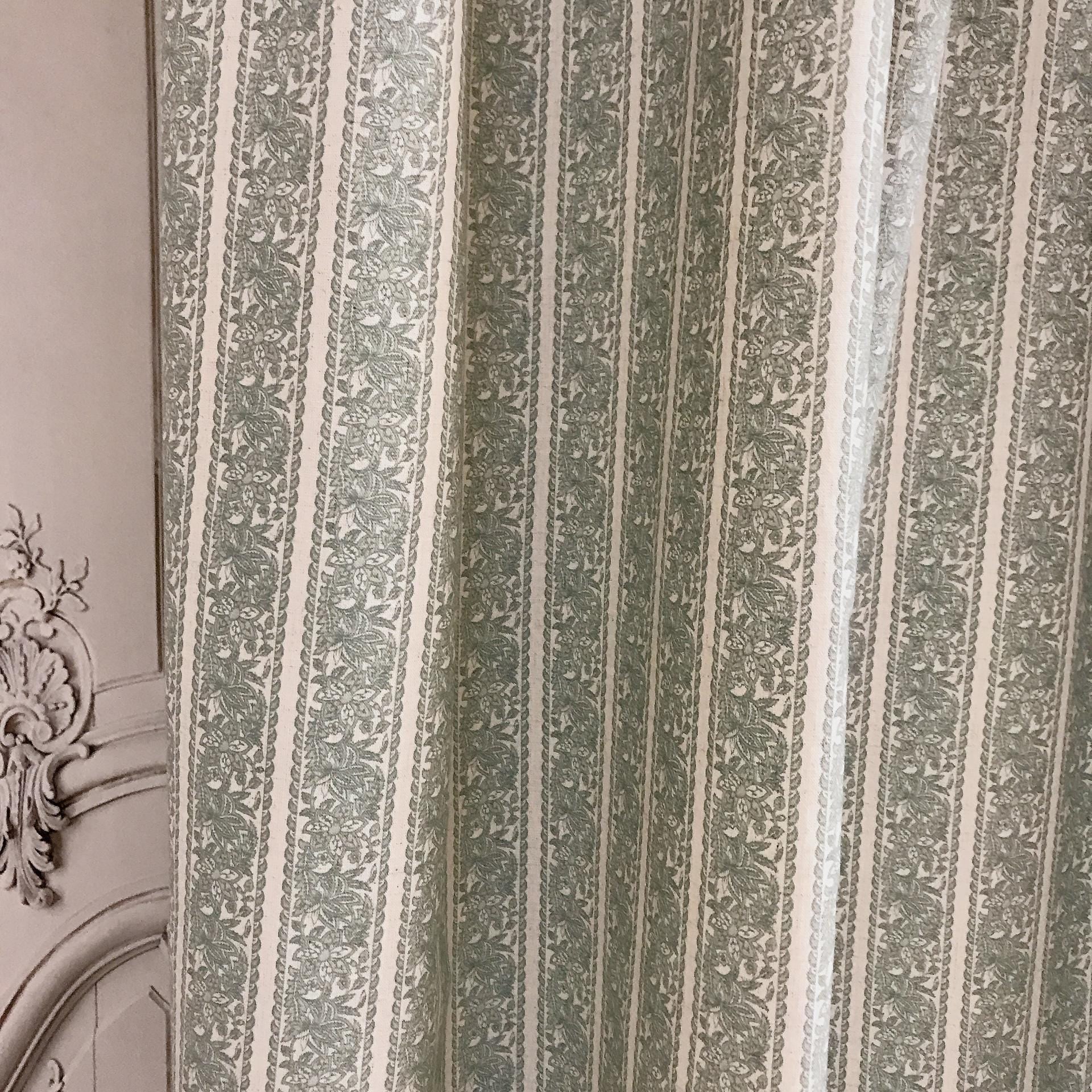 Light Sage Floral Curtain on Natural Beige