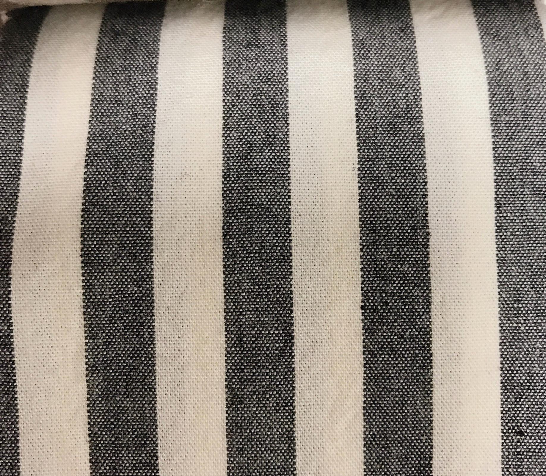 Soften Black Stripe Curtain on Ivory