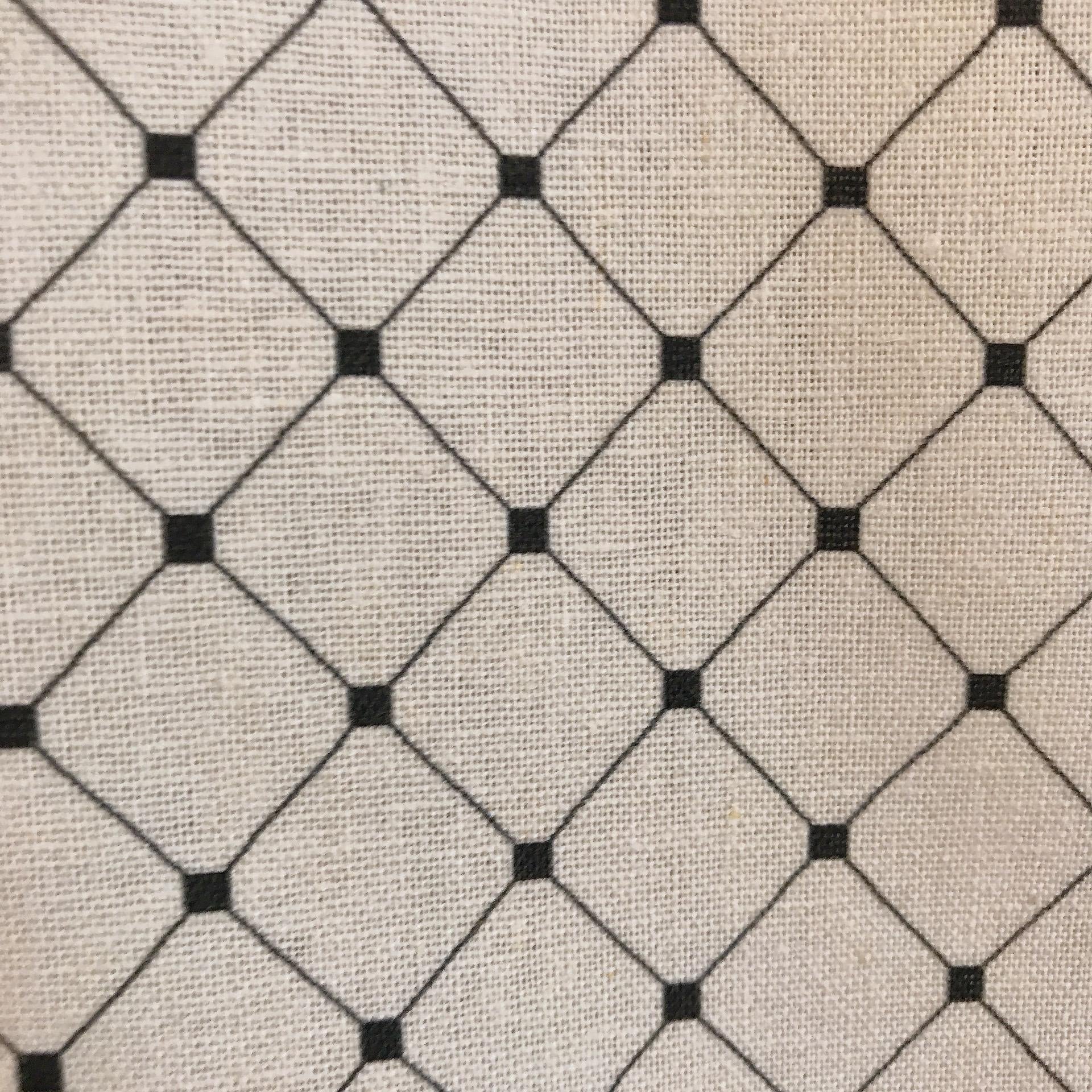 Black Dots Linen Curtain on White